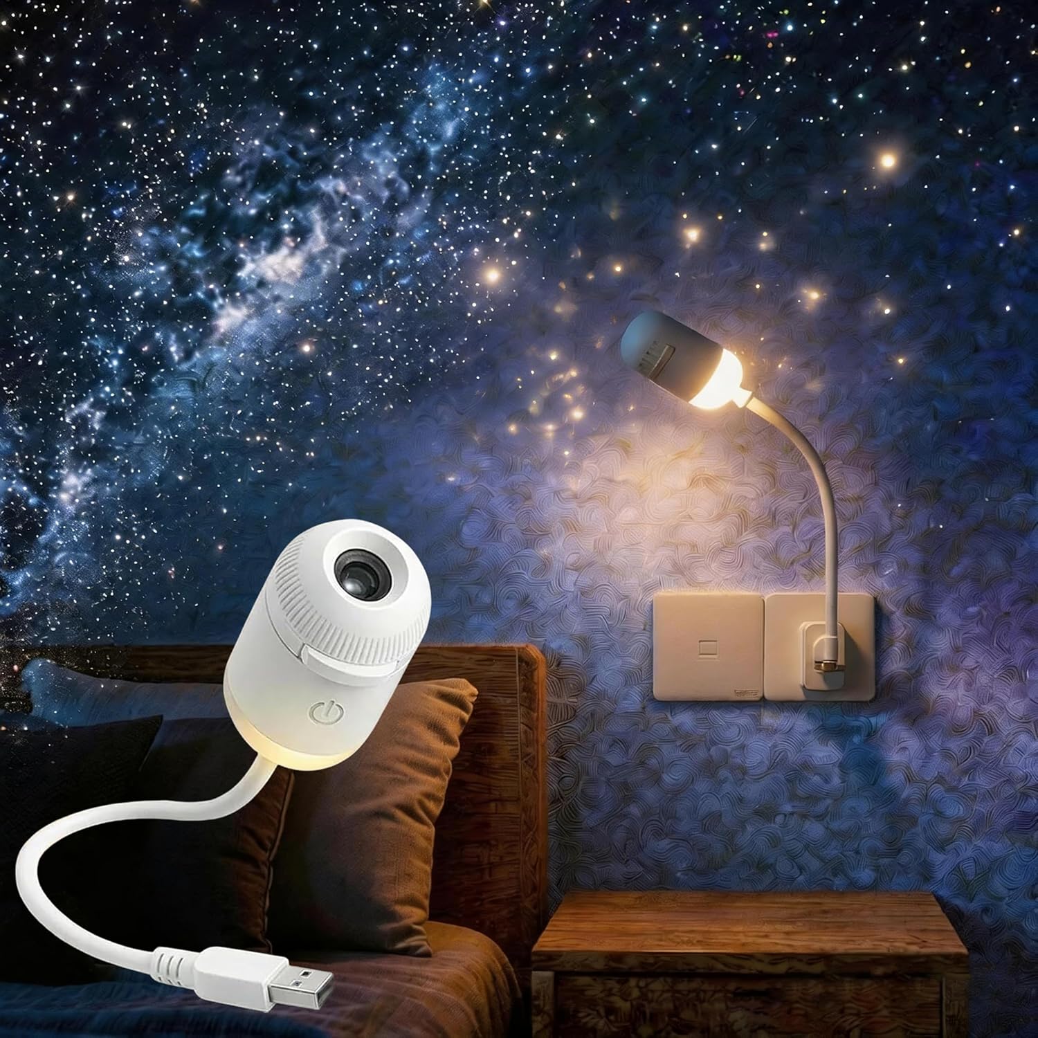 Mini Projector Portable - Proiettore Galassia 2-in-1 con Luce Notturna,